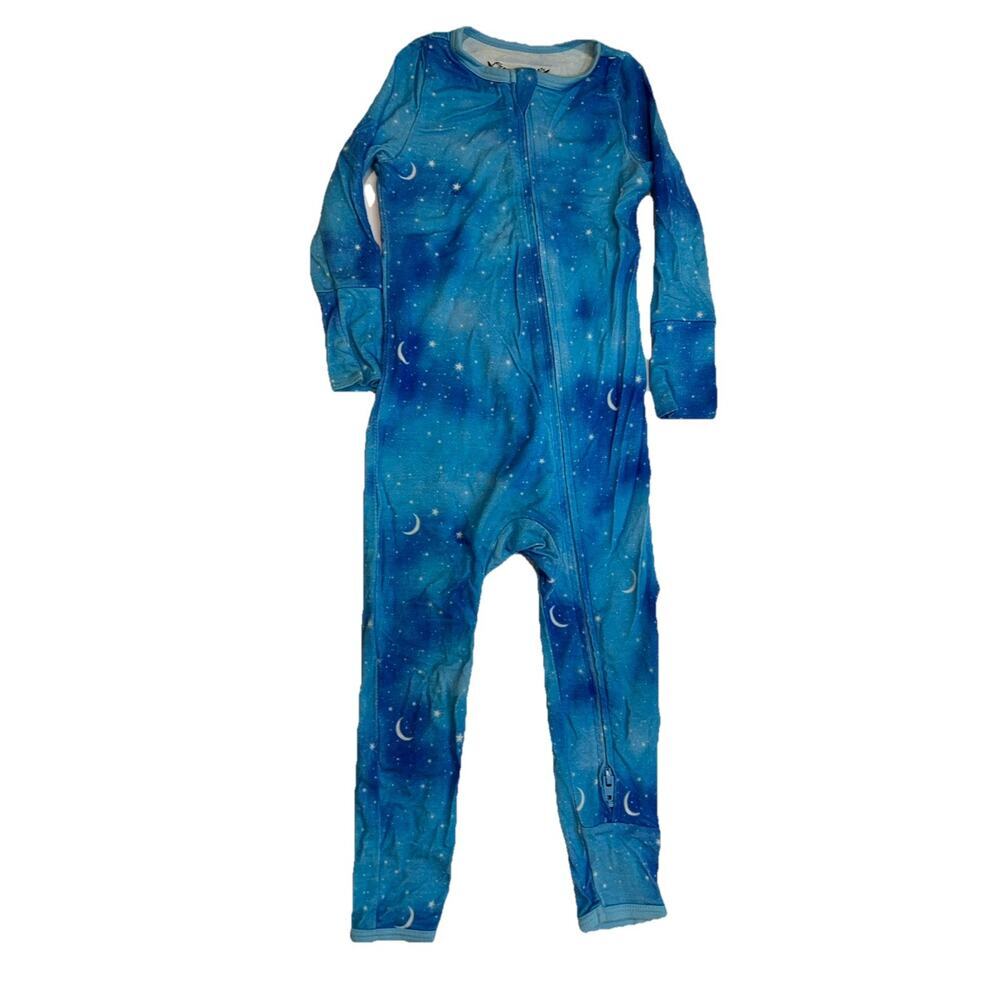EO): Free Birdees Bamboo Convertible Zipper Pajamas Blue Moon Galaxy 6-12M